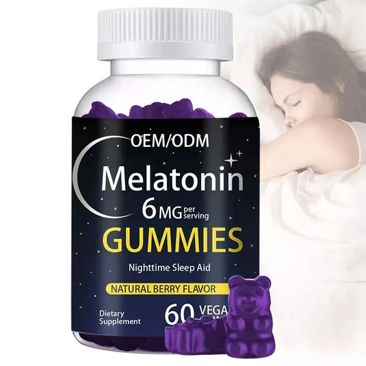 Melatonin Gummies 6mg - Natural Berry Flavor | Nighttime Sleep Aid | 60 Vegan Gummies