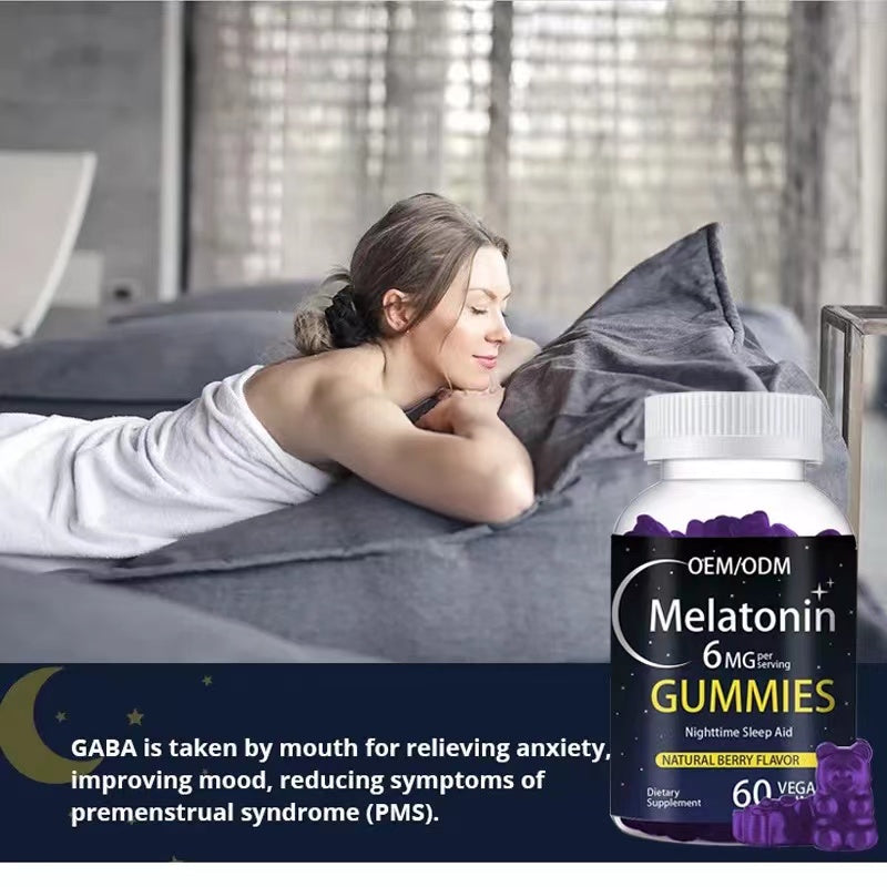 Melatonin Gummies 6mg - Natural Berry Flavor | Nighttime Sleep Aid | 60 Vegan Gummies