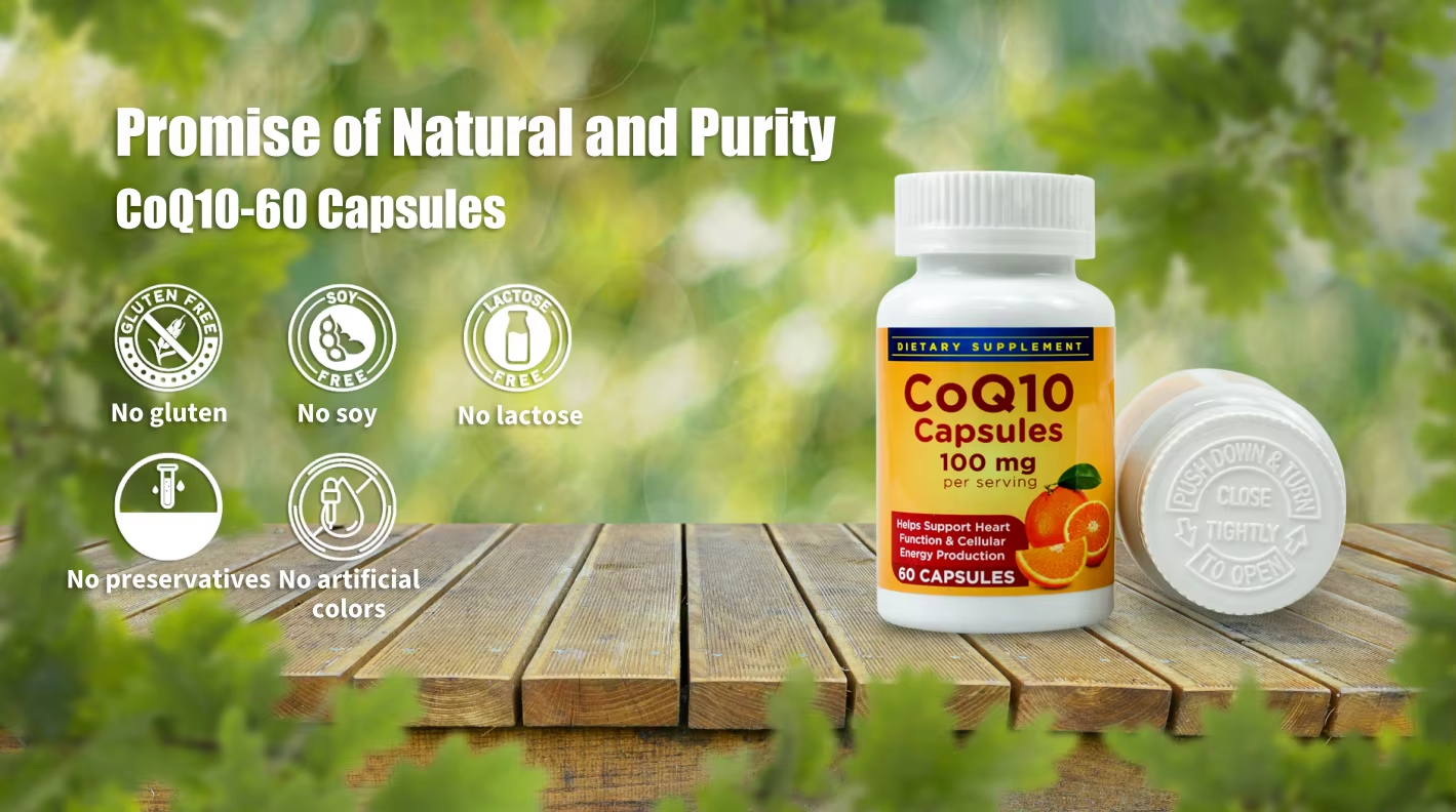 CoQ10 100mg Supplement Capsules – Heart & Brain Health Support, Antioxidant, Energy Booster, Anti-Aging, Fertility Aid – 60 Capsules