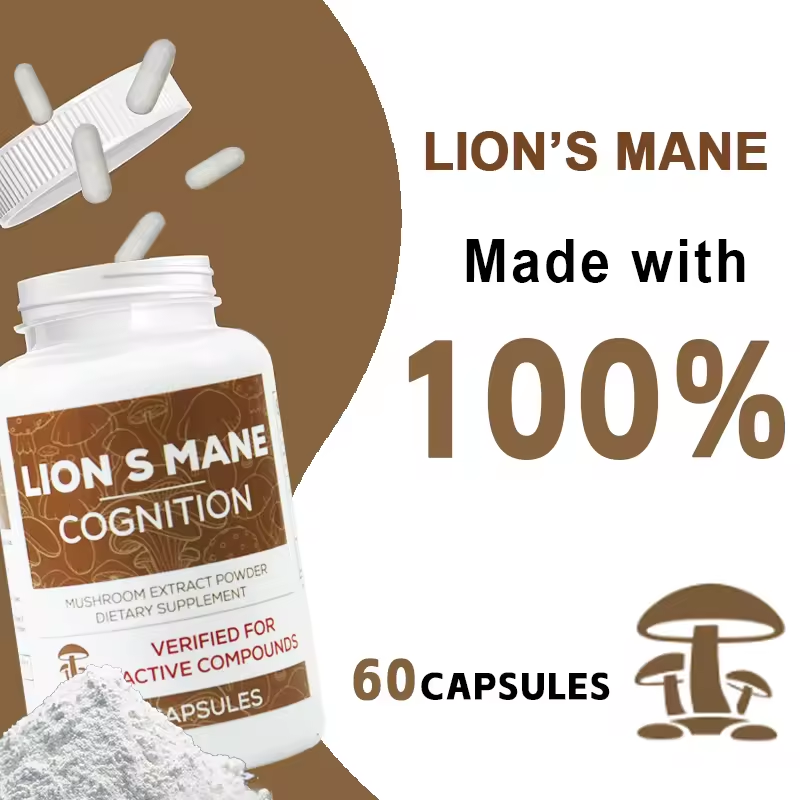 Lion’s Mane Mushroom Capsules | Brain & Memory Support | Focus & Mental Clarity | 60 Capsules