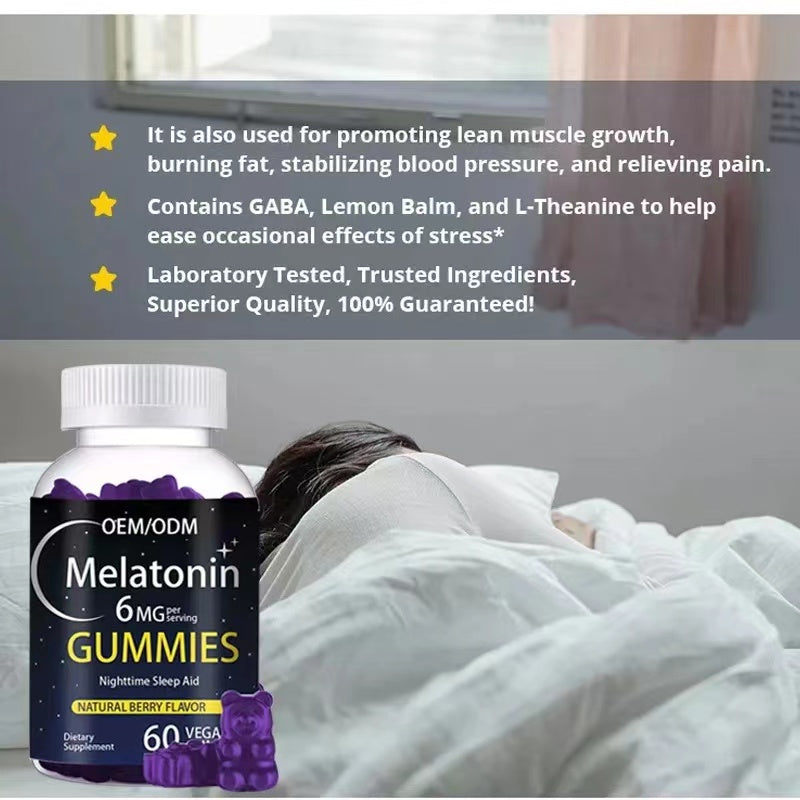 Melatonin Gummies 6mg - Natural Berry Flavor | Nighttime Sleep Aid | 60 Vegan Gummies