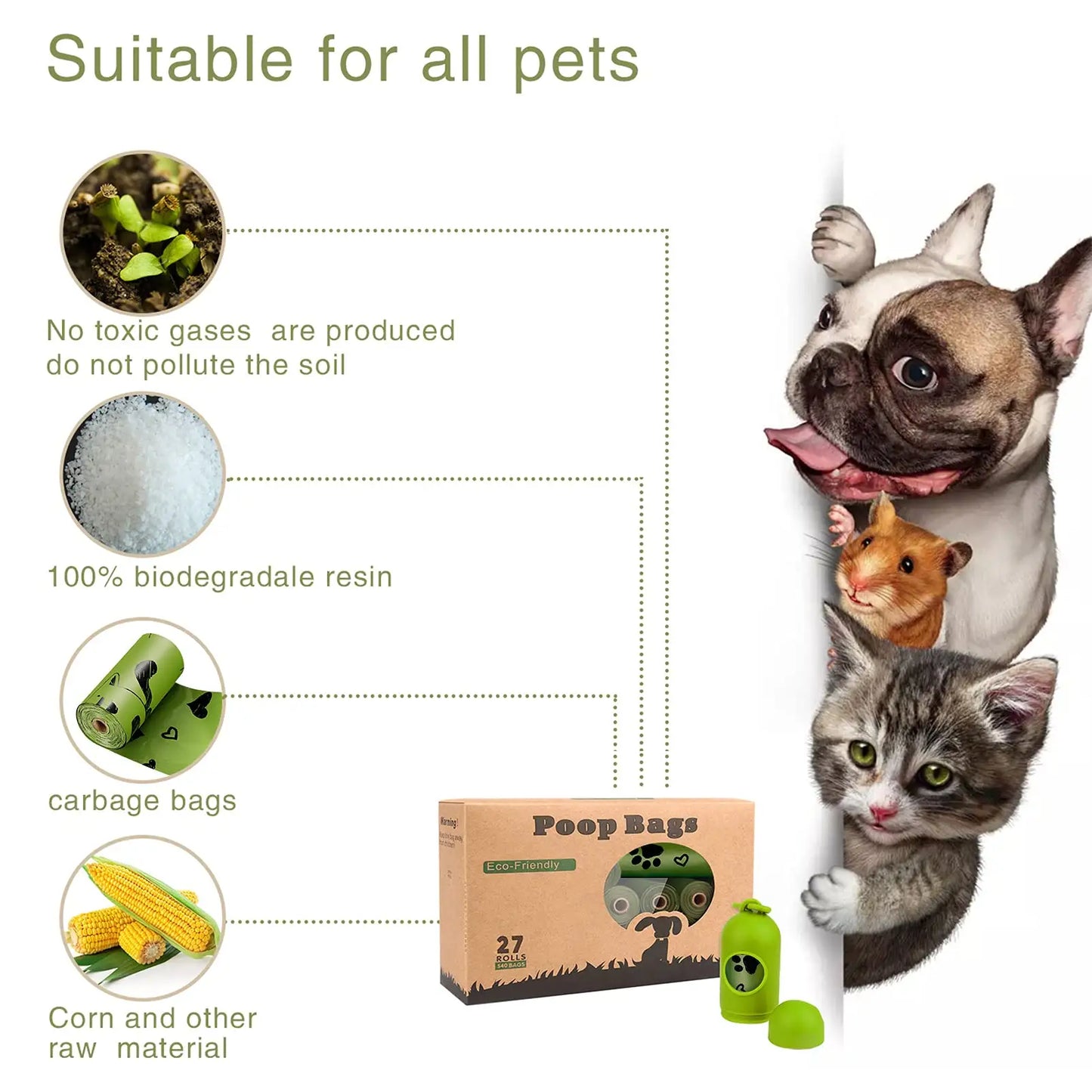 Biodegradable Dog Poop Bags | Leak-Proof & Eco-Friendly | Scented & Unscented | Pack of 300 | Pet Waste Bags