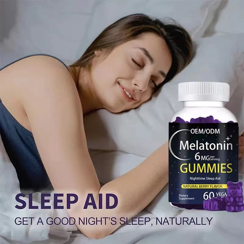 Melatonin Gummies 6mg - Natural Berry Flavor | Nighttime Sleep Aid | 60 Vegan Gummies